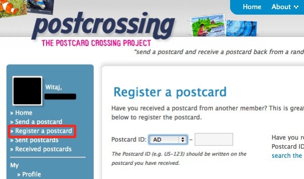 Receive a postcard  Postcrossing