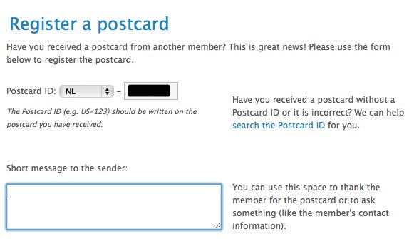 Receive a postcard  Postcrossing